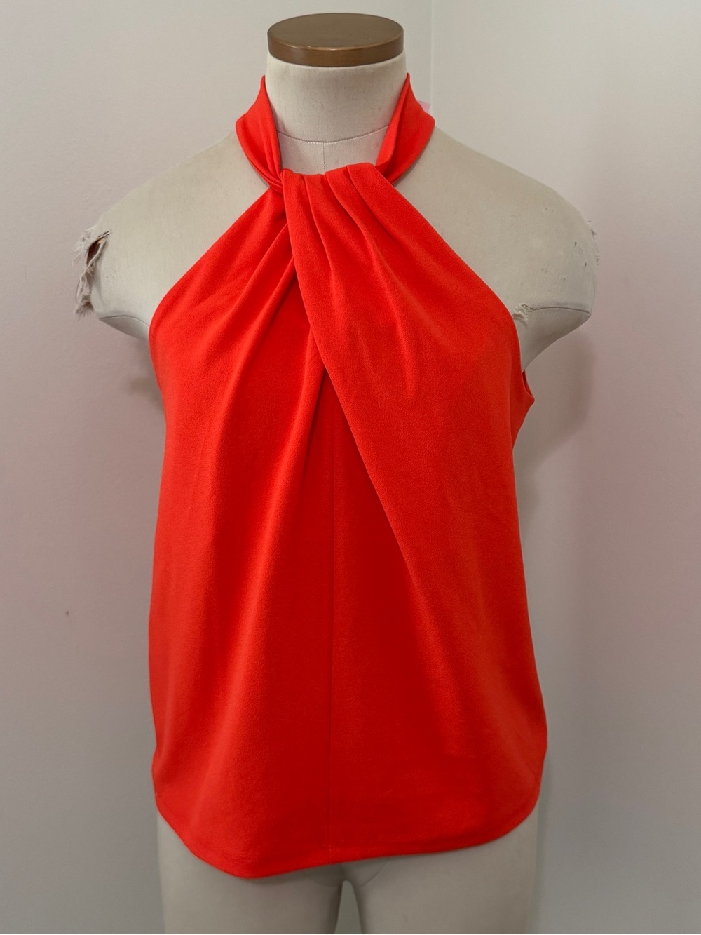 NEW Ann Taylor Small Orange Sleeveless Twist Neckline Blouse Top
